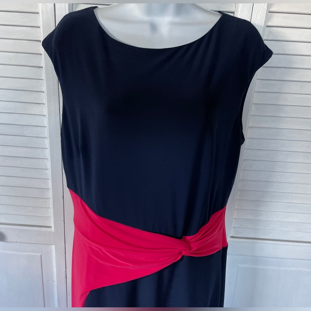 Lauren by Ralph Lauren Navy and Pink Dress Size 12 - Picture 2 of 7